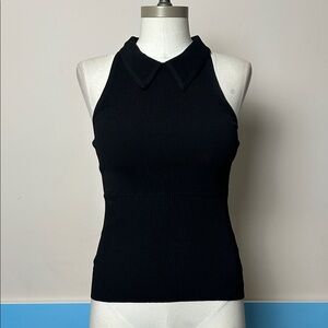 Timo Weiland Black Fitted Sleeveless Tank Top size XS excel collared ribbed